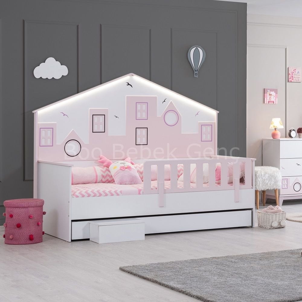 City Ledli Yavrulu Montessori Karyola - Pembe