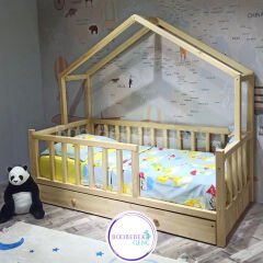 Adal Doğal Ladin Masif Yavrulu Montessori Karyola