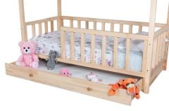 Pine Doğal Ladin Masif Yavrulu Montessori Karyola