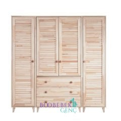 Alaz Doğal Ladin Masif 4 Kapılı Dolap PK-100