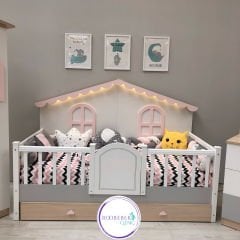 Nora Pink Aydınlatmalı Montessori Karyola