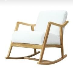 Rua El Yapımı Sallanır Ahşap Berjer, Beyaz