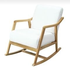 Rua El Yapımı Sallanır Ahşap Berjer, Beyaz