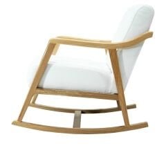 Rua El Yapımı Sallanır Ahşap Berjer, Beyaz