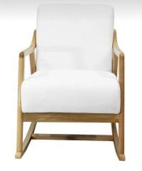 Rua El Yapımı Sallanır Ahşap Berjer, Beyaz