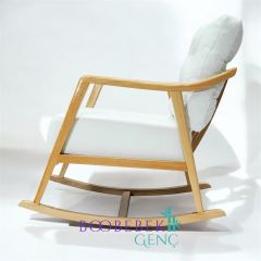 Rua El Yapımı Sallanır Ahşap Berjer, Beyaz