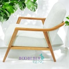 Noa El Yapımı Ahşap Berjer, Beyaz