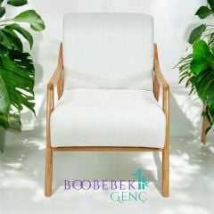 Noa El Yapımı Ahşap Berjer, Beyaz