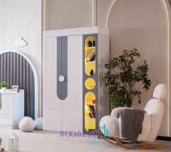 Myra 4 Kapılı Kitaplıklı Dolap, Gri