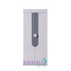 Myra 4 Kapılı Kitaplıklı Dolap, Gri