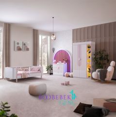 Myra & Roma 2KP Kitaplıklı Çocuk Odası, Pembe