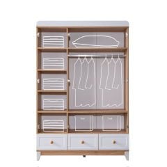 Trend 3 Kapılı Dolap, Meşe