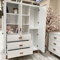 Gris 3 Kapılı Dolap, Beyaz