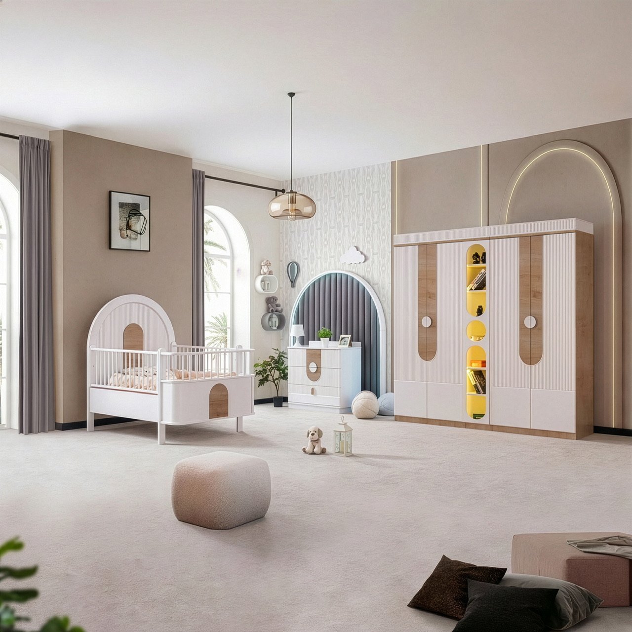 Myra 4 Kapılı Büyüyen Beşikli Bebek Odası, Meşe