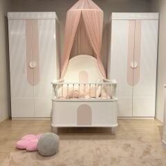 Myra 4 Kapılı Büyüyen Beşikli Bebek Odası, Pembe