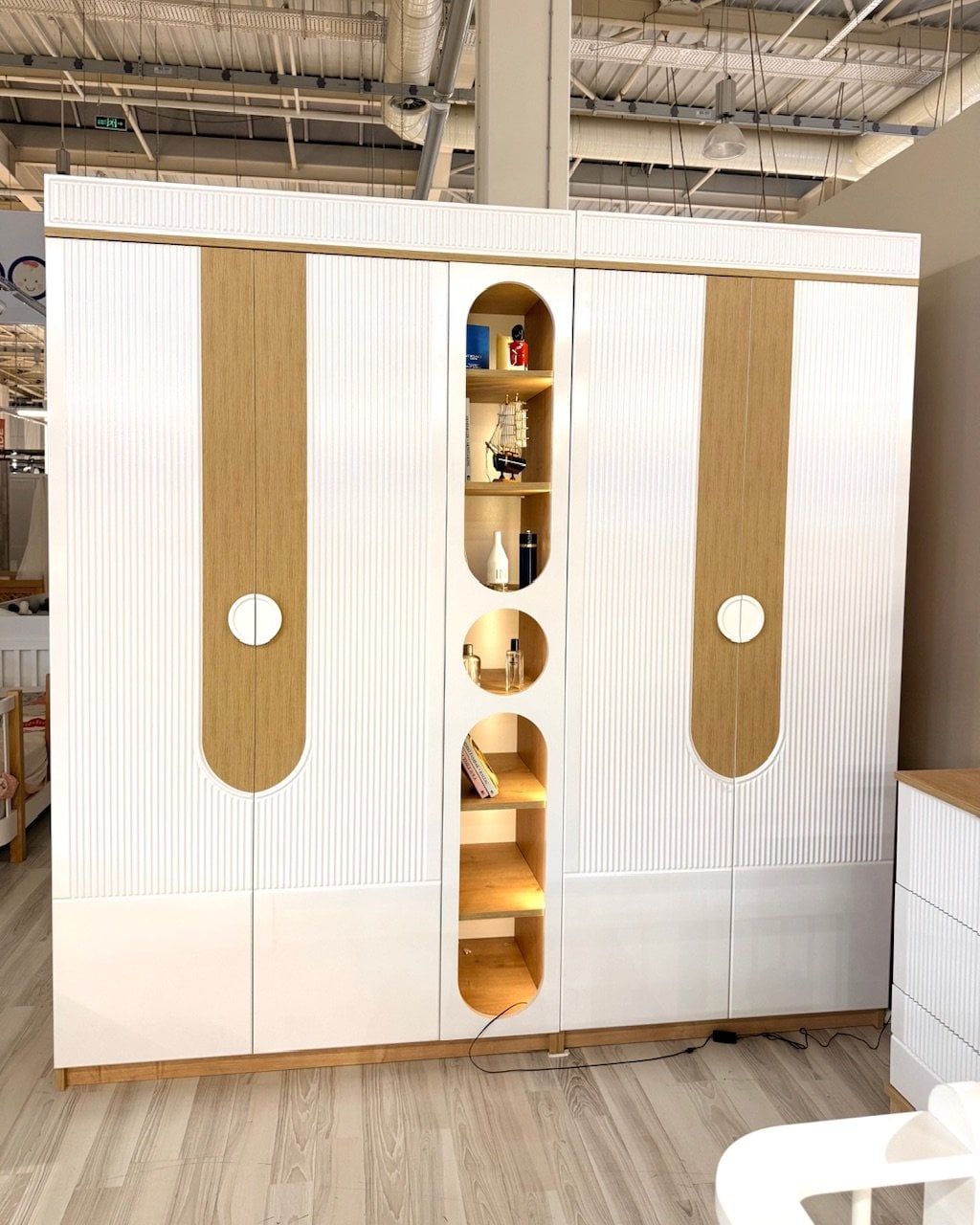 Myra 4 Kapılı Kitaplıklı Dolap, Meşe