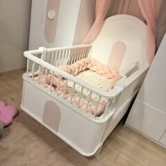 Myra 4 Kapılı Kitaplıklı Bebek Odası, Pembe