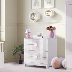 Myra 4 Kapılı Kitaplıklı Bebek Odası, Pembe