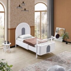 Myra 4 Kapılı Kitaplıklı Bebek Odası, Gri