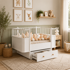 Zen MDF Sallanır Çekmeceli Büyüyen Beşik - Beyaz